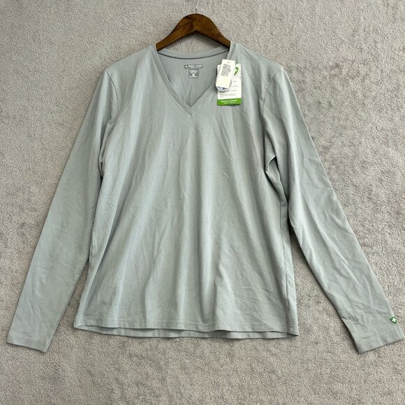 NEW Insect Shield Women's XL Grey Long Sleeve V-Neck Shirt Dri-Balance UPF 30+ - Picture 2 of 10